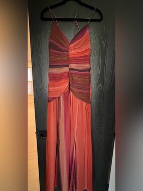 Mango Rust and Plum Striped Panel Maxi Skirt